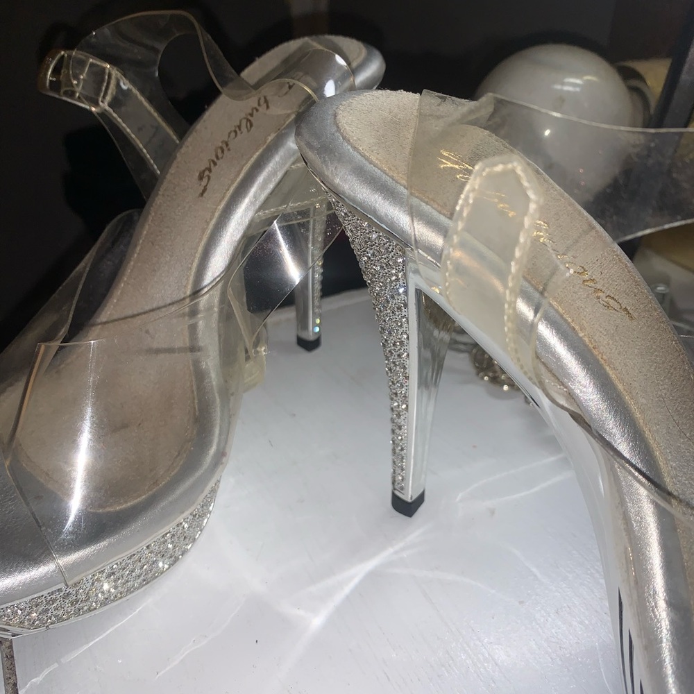 Glamorous Silver Glitter Heels